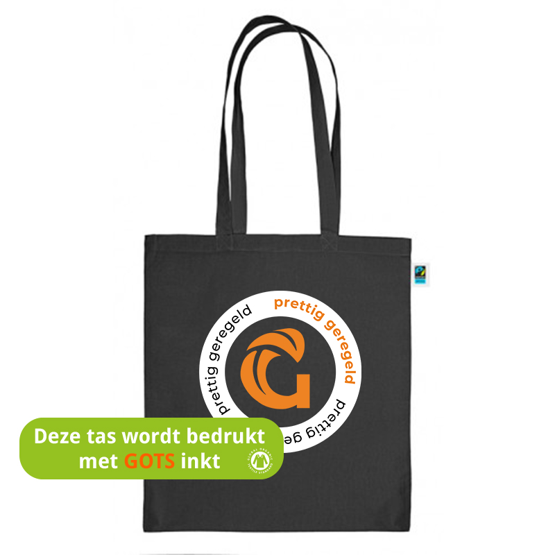 Fairtrade draagtas zwart Eco geschenk Greengiving.be